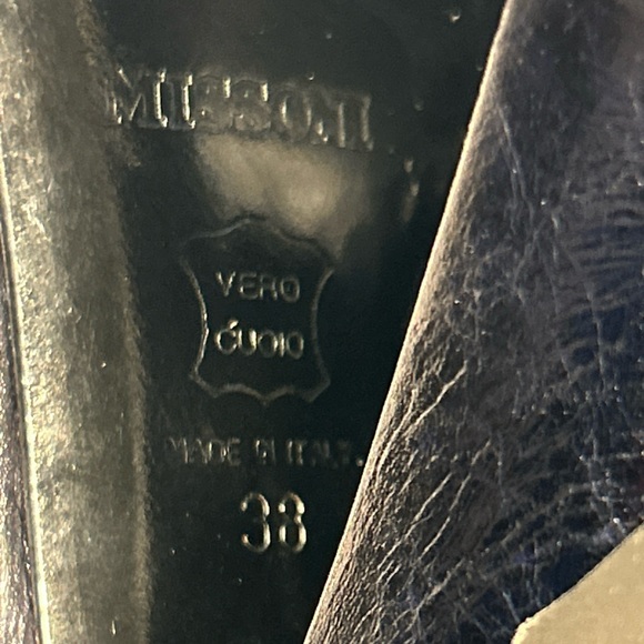 Missoni Fold-Over High Heeled Metallic Purple Leather Boots - Picture 16 of 16